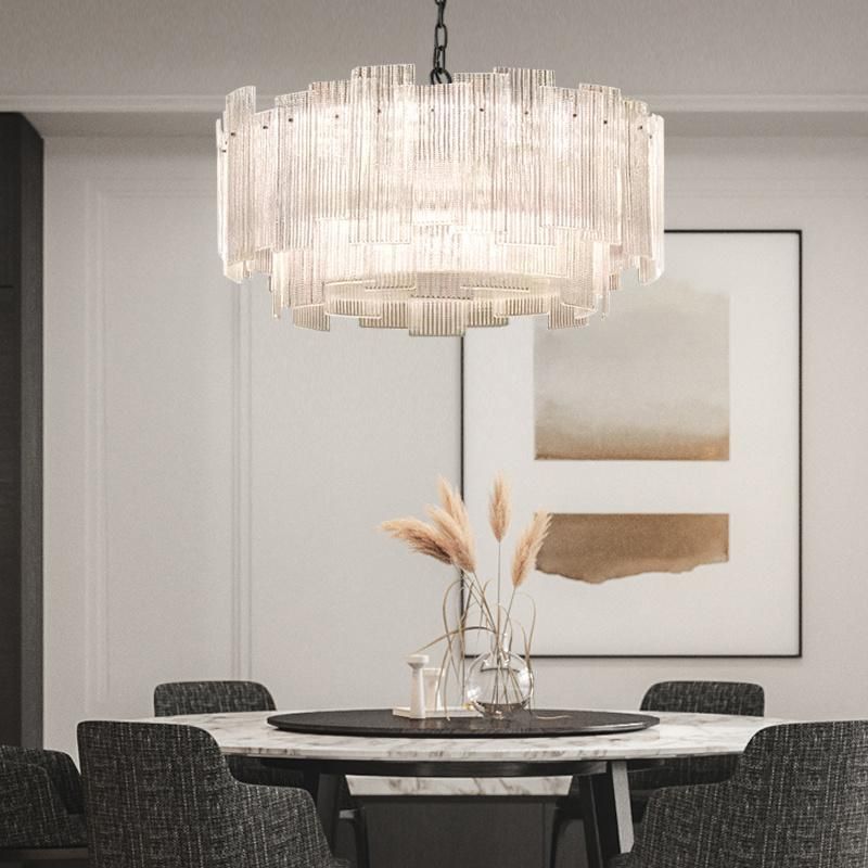 White Lampshade Crystal Chandelier Living Room Pendant Lamp High Quality Lamp