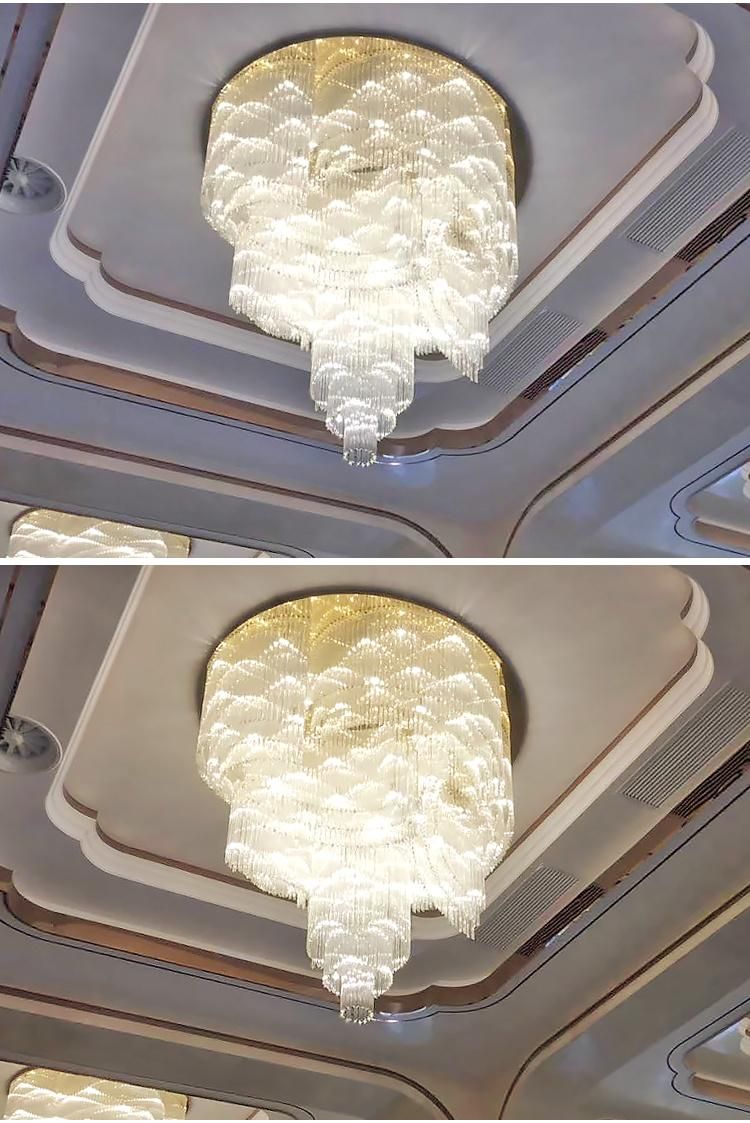 Large Lamp Stair Glass Modern Luxury Hotel Banquet Hall LED Chandelier Light