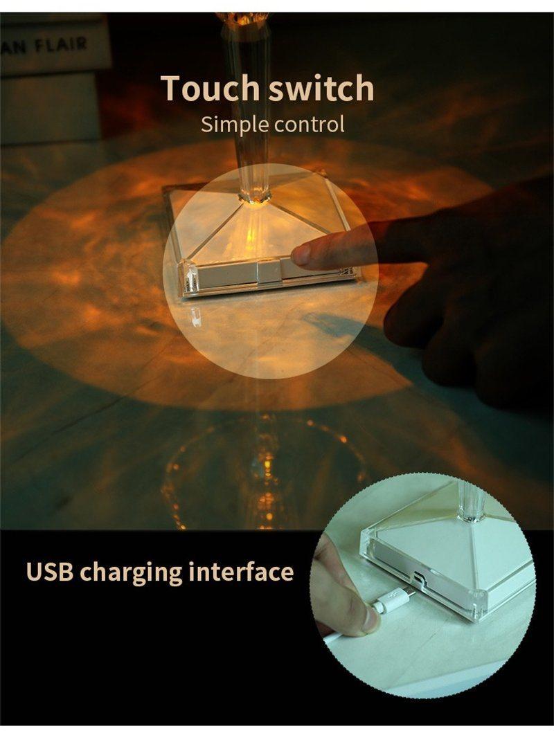 Rechargeable/USB Diamond Touch Sensor Crystal Battery Desk Lamp Bar Light Restaurant Acrylic Table Lamp Bedside Night Light