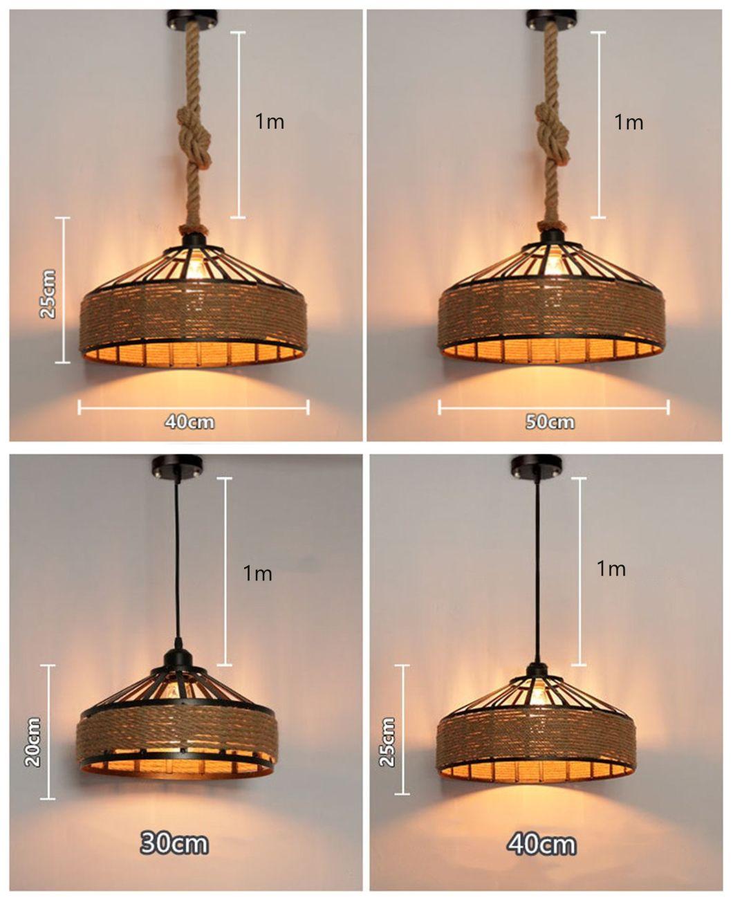 American Hemp Rope Lamp Retro Industrial Style Restaurant Creative Chandelier