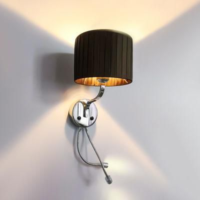 Modern Fabric Chrome Wall Lamp for Reading Home Bedroom Living Room