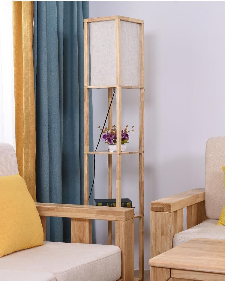 Nordic Decoration Home Floor Lamp for Living Room Minimalist Wood Shelf Tea Table Lamp (WH-WFL-10)