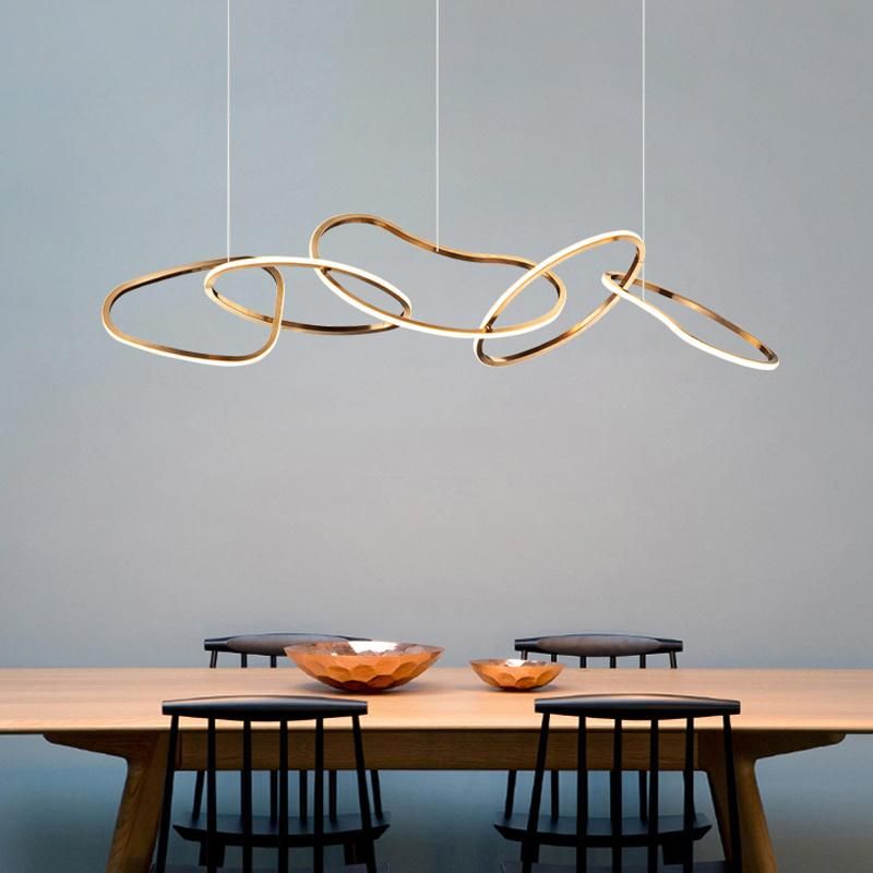 2022 Restaurant Light Luxury Creative Bar Counter Personalized Stainless Steel LED Pendant Lamp Chandeliers