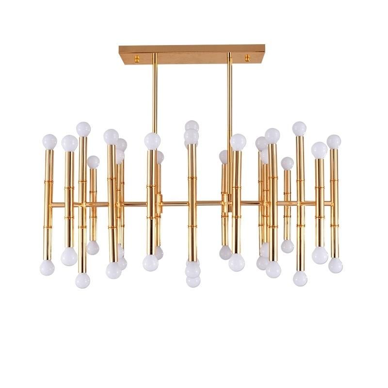 Modern Creative Villa Bar Counter Personality Oblong Round Bamboo Lighting Nordic Simple Living Room Restaurant Shop Chandelier