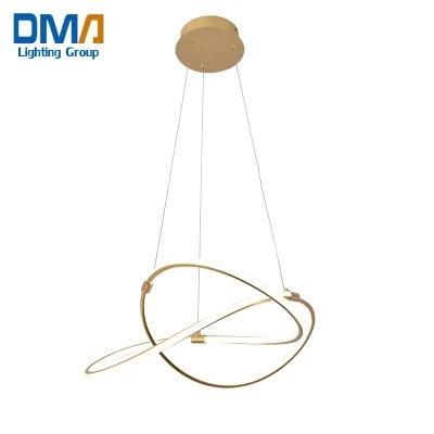 New Style Golden Creative Ring Design Acrylic LED Chandelier Chandelier Lamp