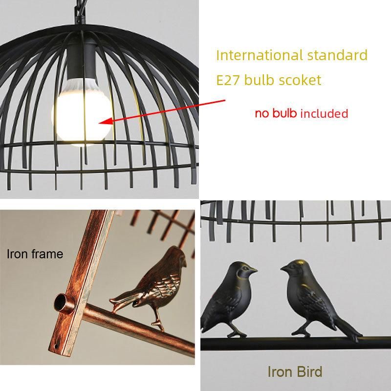 Nordic Bird Chandelier Bedroom Amercian Country Drop Light Kitchen Restaurant Cafe Cage Chandelier (WH-VP-115)
