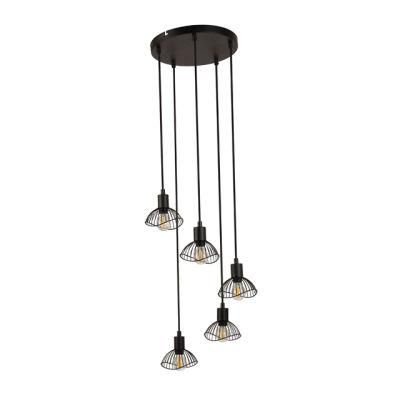 Industrial Pendant Light with Black Metal Flower Shade 1/3/5-Light Retro Chandelier Light for Dining Room Foyer Entryway