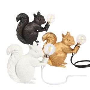 Resin Animal Sculpture Children&prime;s Room Decorative Bedside Squirrel Table Lamp