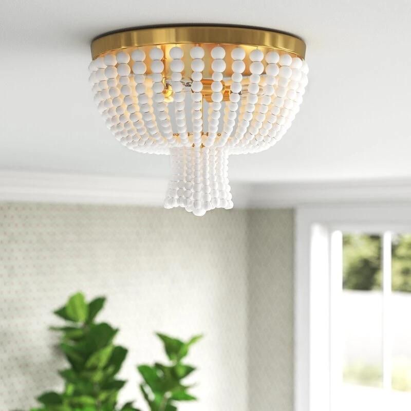 American Country Wooden Bead Ceiling Lamp Bedroom Children′s Room Creative Retro Iron Round Balcony Aisle Ceiling Lamp