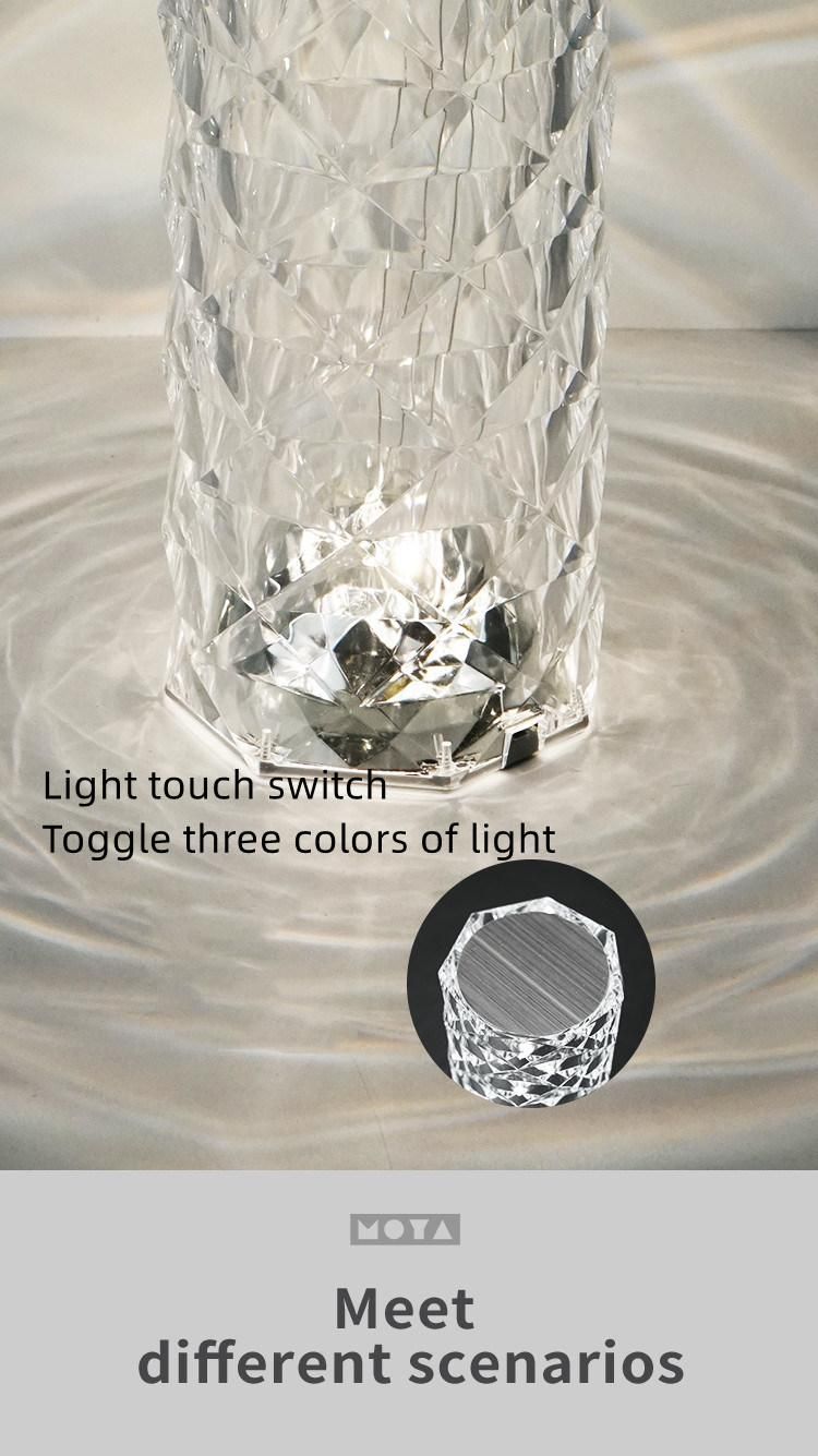 Rose Crystal Atmosphere Lamp Decorative Lighting Touch Petal Bedroom Bedside Bar Crystal Light