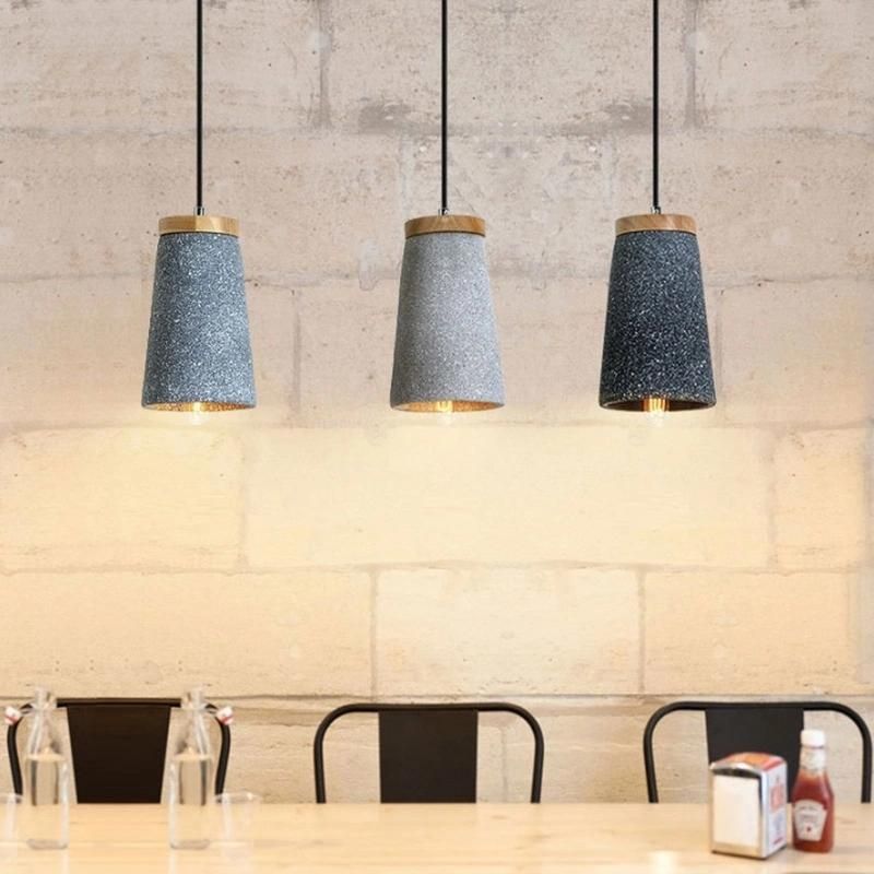 Creative Cement Pendant Lights Maarten Unique Cement and Wooden Tall Dome Pendant Light (WH-AP-338)