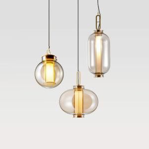 New Modern Glass Pendant Lights Gold Metal Lamps for Coffee Shop or Living Room, Dining Room