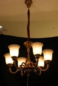 Spanish Marble &amp; Copper Pendant Chandelier Lamp