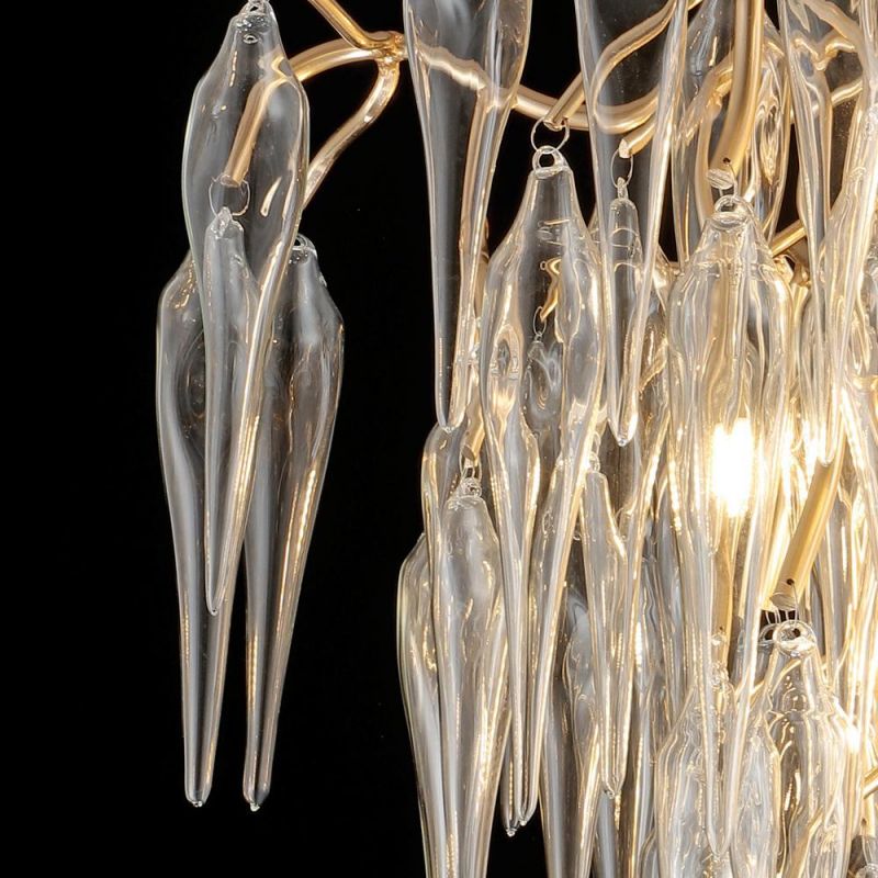 2022 Postmodern Elegant Light Luxury Living Room Dining Room Villa Golden Aluminum Crystal Chandelier