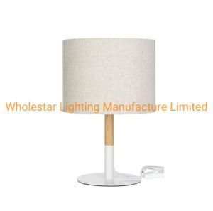 Wood Table Lamp / Bedhead Lamp with Fabric Shade (WHT-049)