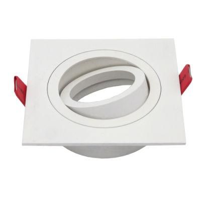 Aluminum White Square Tilt Halogen LED Downlight Fixture Frame Holder (LT2301)