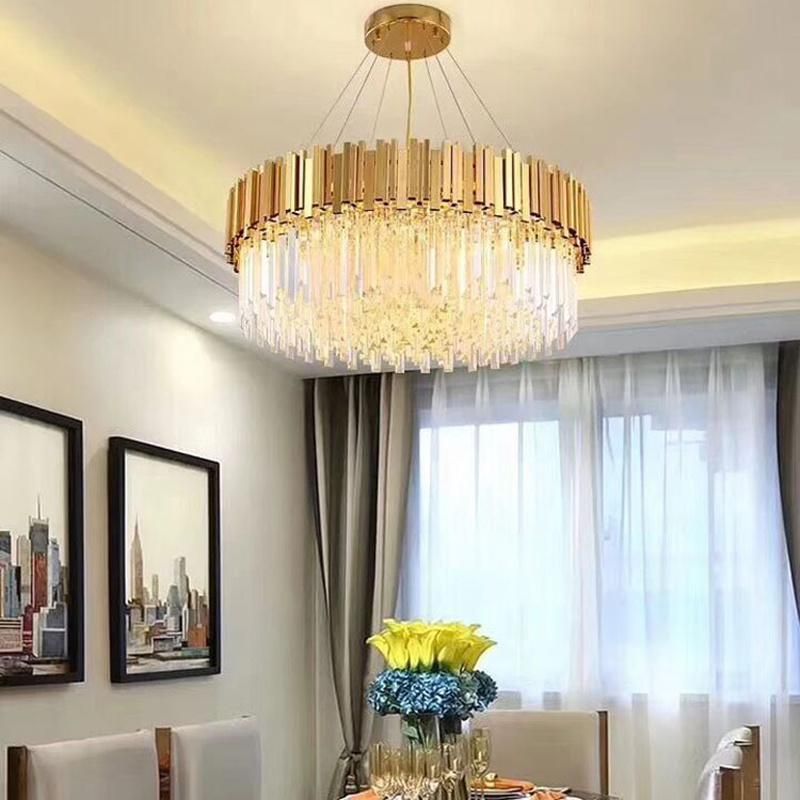 Nordic Living Room Dining Room Round Villa Crystal Chandelier Pendant Lighting