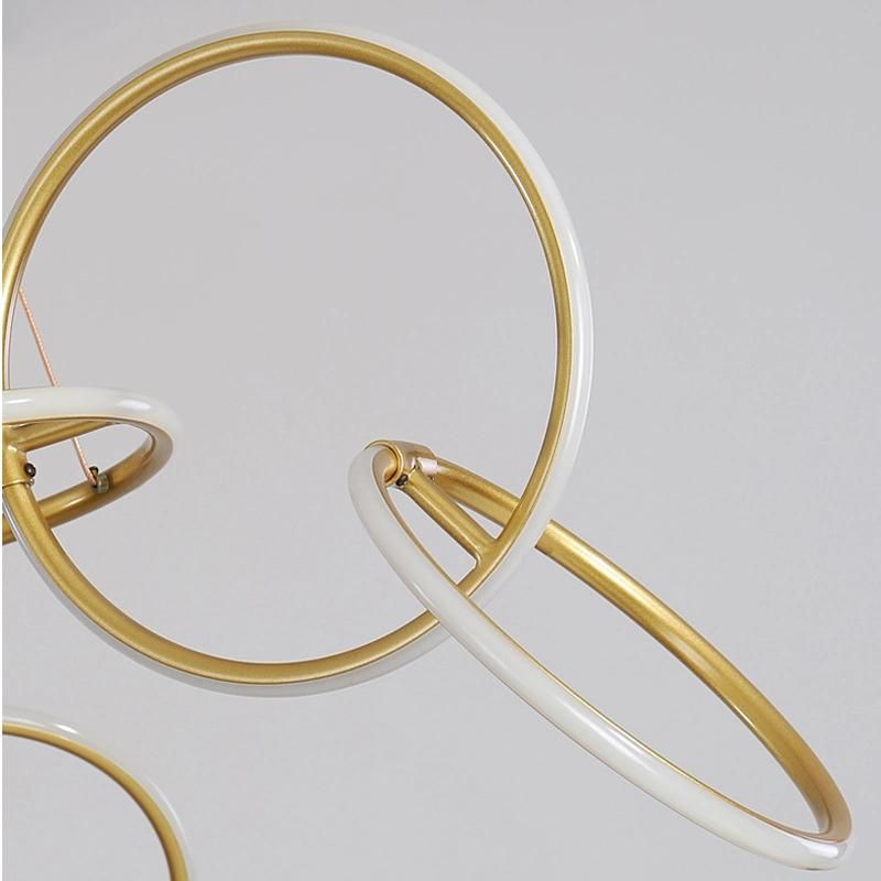 Circle Metal Ceiling Light Luxury Dining Room Lamp Canteen Livingroom Light