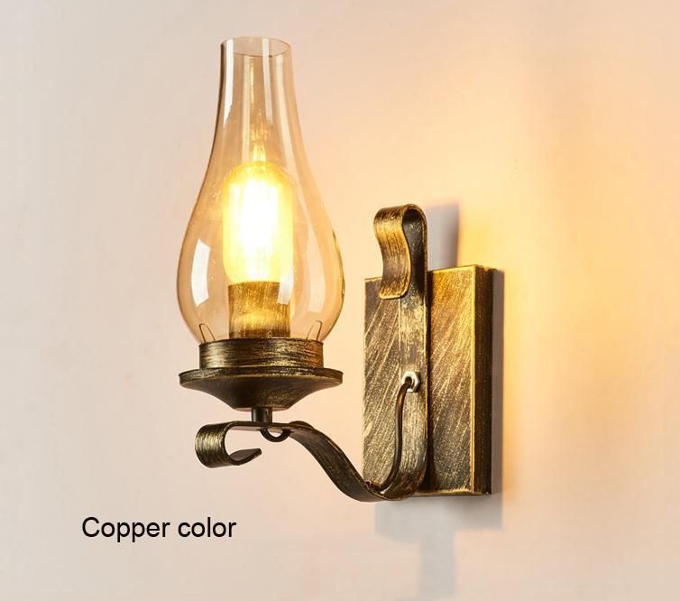 Retro Industrial Light Iron Wall Lamp Creative Restaurant Corridor Bedroom Bedside Glass Wall Light (WH-VR-40)