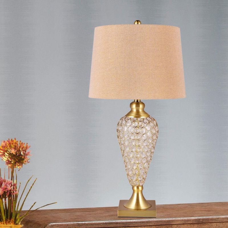 Popular European Design Luxury Gold Metal Base Fancy Table Lamps Crystal for Hotel Home