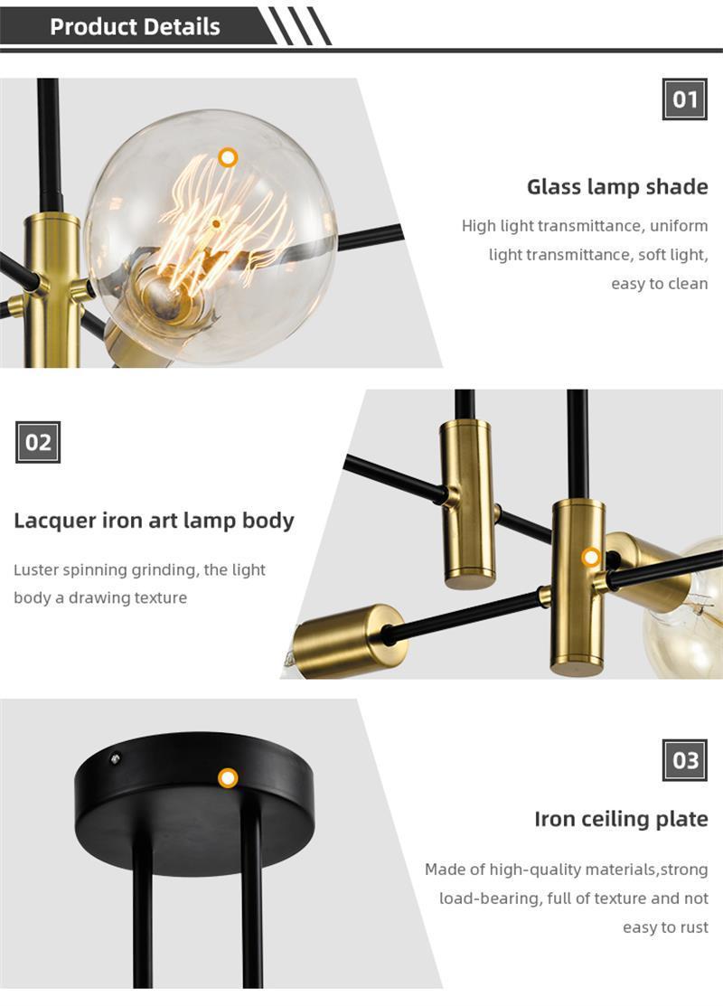 LED Northern Europe Art Indoor Decor Energy Saving Ceiling Pendant Bedroom Bubble Hanging Glass Chandelier Lighting
