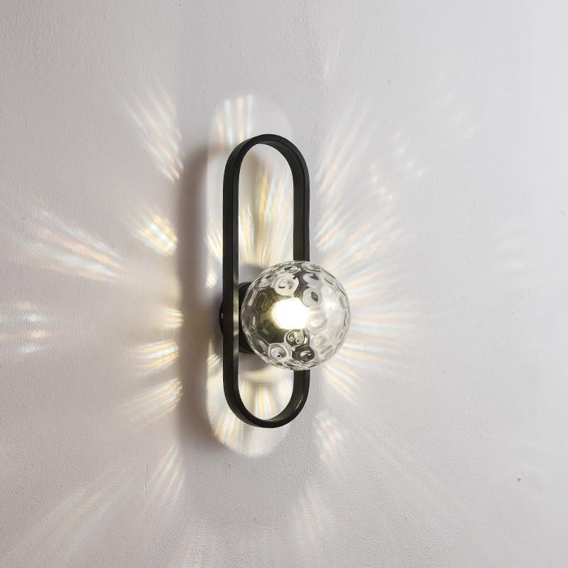 Nordic LED Glass Ball Wall Light Sconces Wrought Iron Wall Lamp (WH-OR-121)