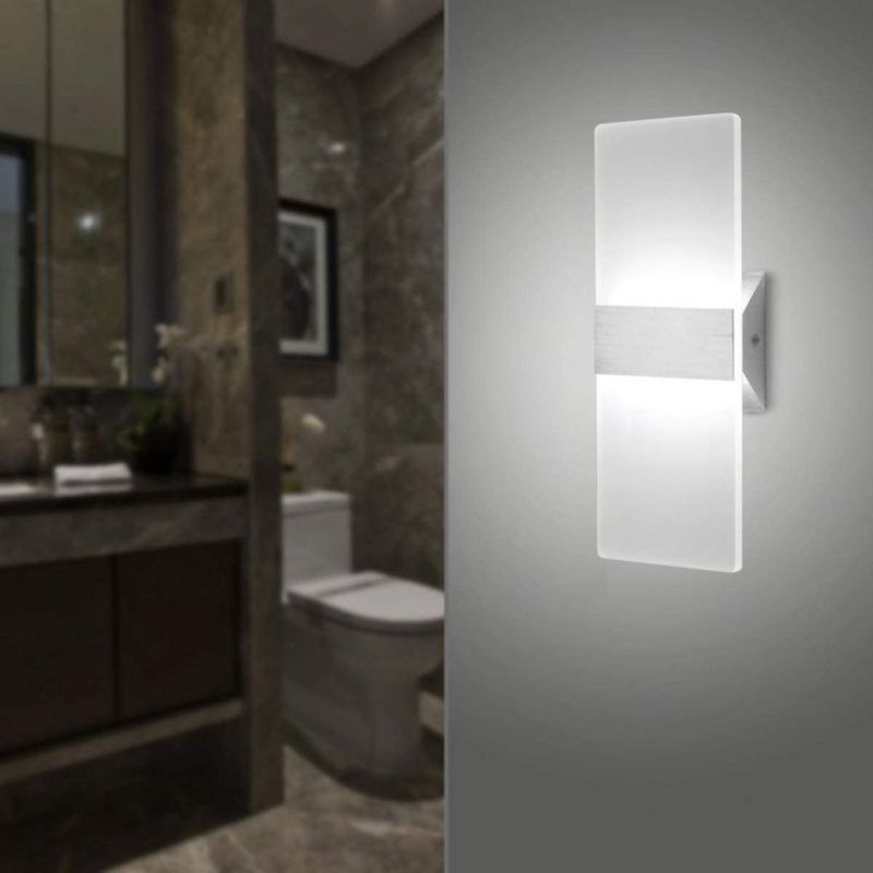 LED Wall Sconce Modern Wall Light Lamps 12W Cool White up and Down Indoor Acrylic Lighting Fixture Living Room Bedroom Hallway Conservatory Home Room Decor