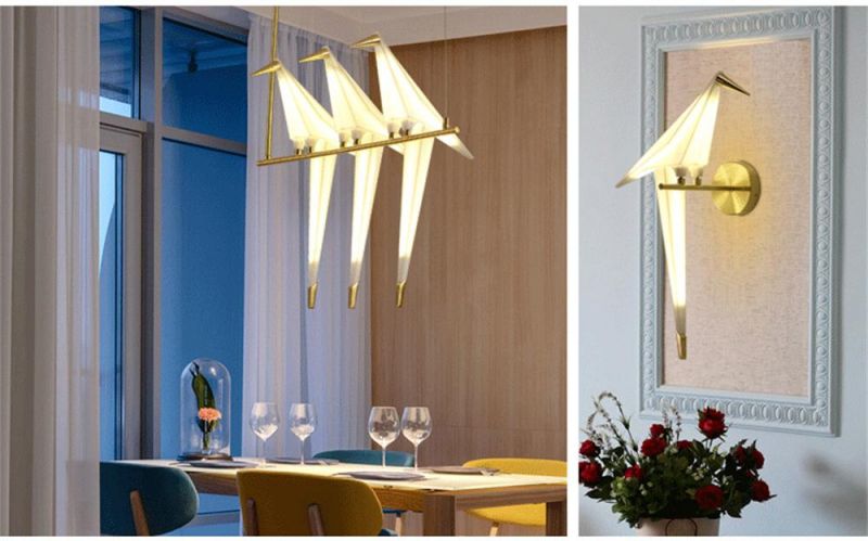 Art Deco Modern Paper Crane Metal Chandelier for Restaurant Living Room Dining Room Children′ S Room LED Bird Design Pendant Lamp