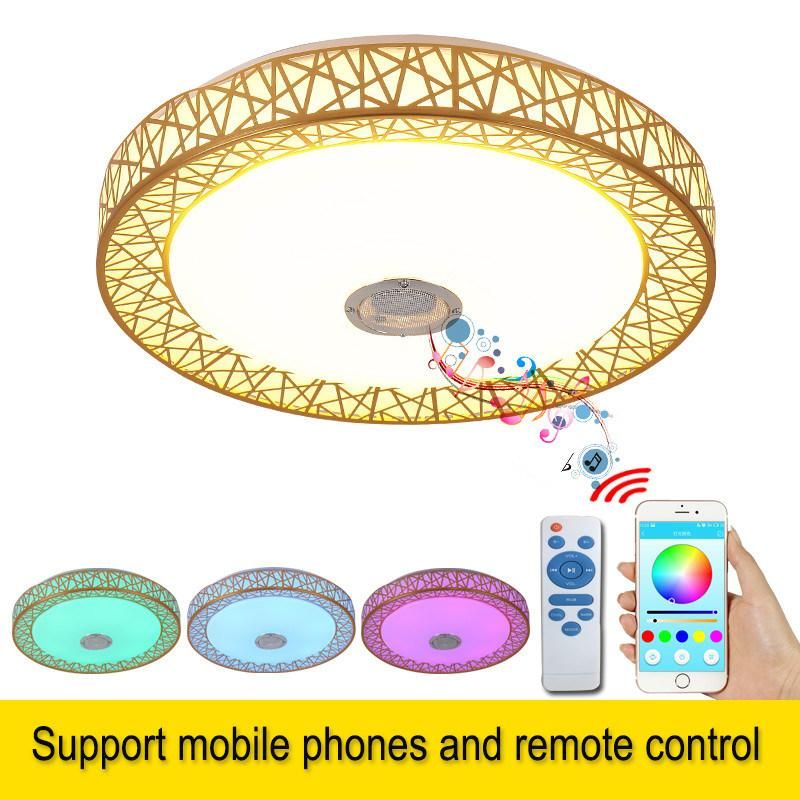 Dimmable Bluetooth Speaker Music Audio RGB Modern Home Lighting LED Ceiling Lights (WH-MA-41)