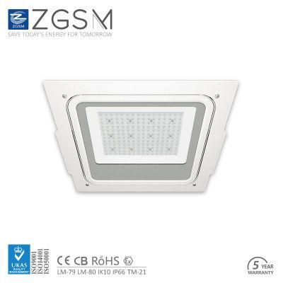 Meanwell Driver Ceiling Recessed Mounting 80W 100W 120W 150W Warehouse Parking Garage Explosion-Proof Petrol Gas Station LED Canopy Light