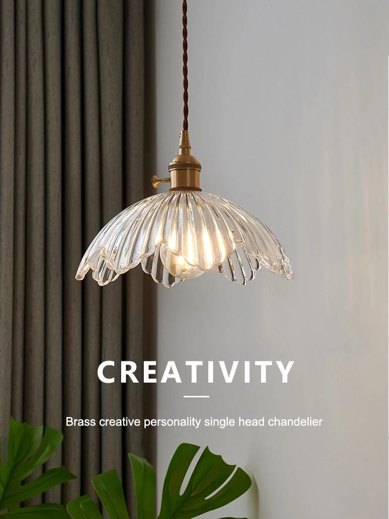 Nordic Glass Light Luxury Chandelier All Copper Bedside Dining Room Living Room Lamp