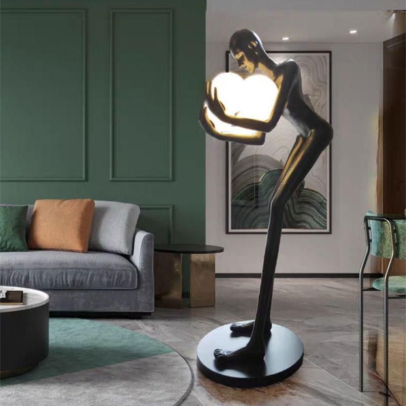 Postmodern Humanoid Floor Lamp Sculpture Holding Ball Model Art Designer Hotel Lobby Living Room Floor Lamp (WH-MFL-90)