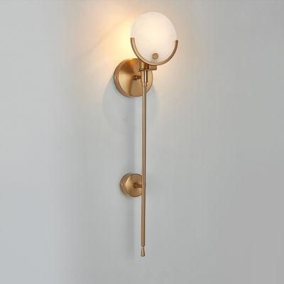 Qaulity Vintage Hotel Lobby Marble Wall Sconce Lamp in Brush Brass Finished