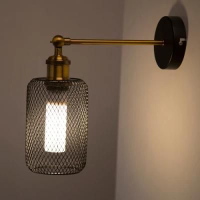 Vintage Iron Net Wall Lamp Black Metal Cage Wall Lights Bedroom Bedside Lamp (WH-VR-98)