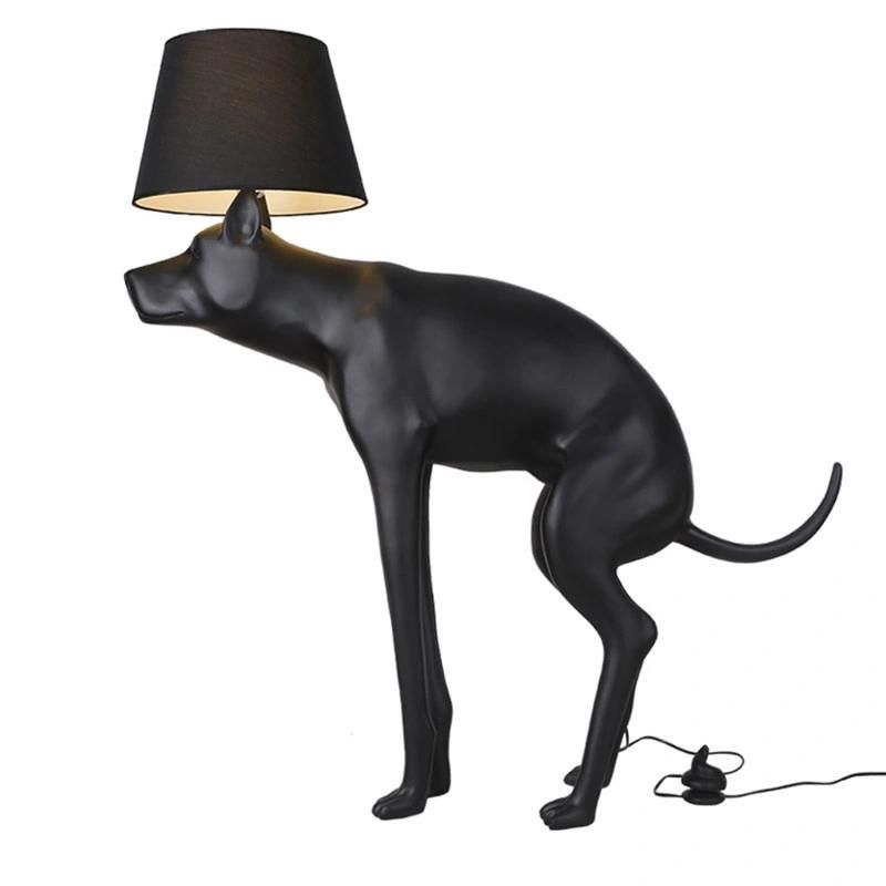 Contemporary Dog Floor Lamp Resin Black Dog Animal Scandinavian Floor Lamp (WH-VFL-15)