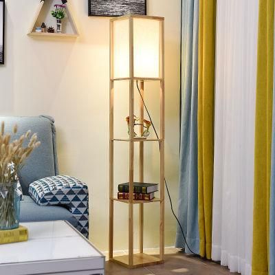 Nordic Decoration Home Floor Lamp for Living Room Minimalist Wood Shelf Tea Table Lamp (WH-WFL-10)