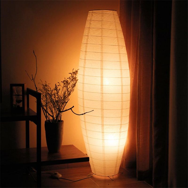 Simple White LED Floor Lamp Hand Woven Paper Floor Light Bedroom Stand up Lamp (WH-MFL-115)