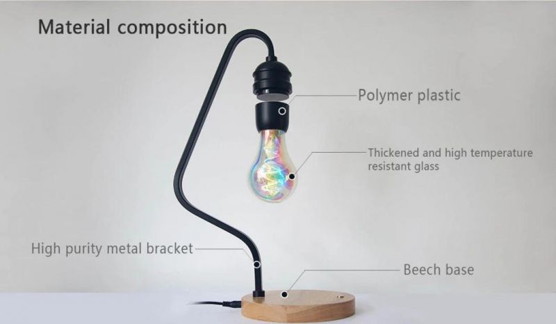 Levitating Bulb Table Lamp Dropshipping Creativity Smart Phone Wireless Charge Table LED Bulb Desk Wood Grain Floating Light Magnetic Levitating Lamp