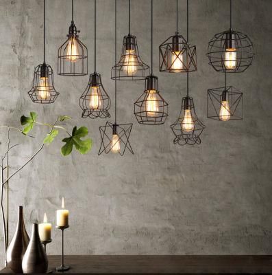 Loft Vintage Industrial Retro Pendant Lamp Edison Light E27 Holder Iron Restaurant Bar Counter Attic Bookstore Cage Lamp