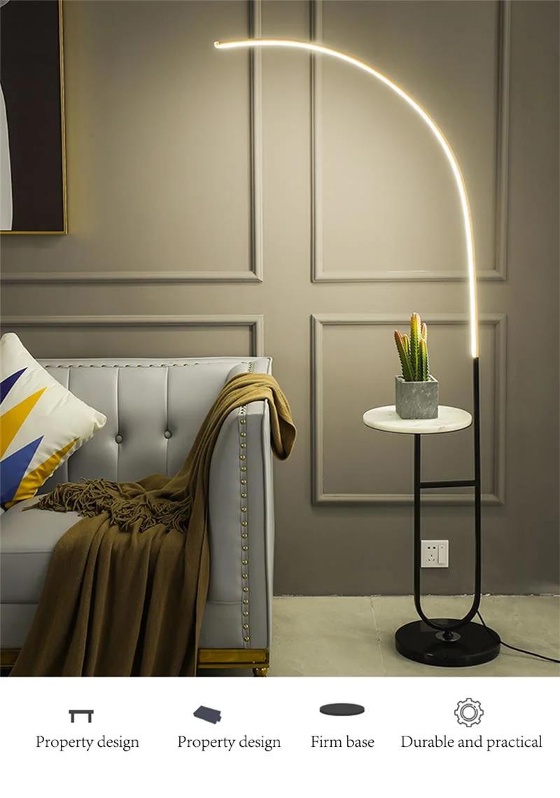 LED Nordic Indoor Modern Curved Vertical Gold Curved Floor Lamp