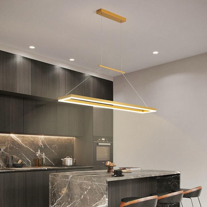 LED Minimalist Chandelier Lamp Modern Simple Strip Lighting Dining Room Pendant Light