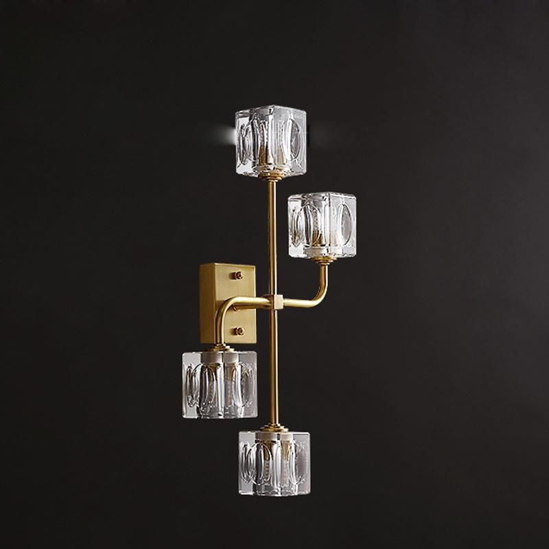 Postmodern Crystal Wall Lamp Copper Simple Warm Bedside Lamp Living Room Wall Light