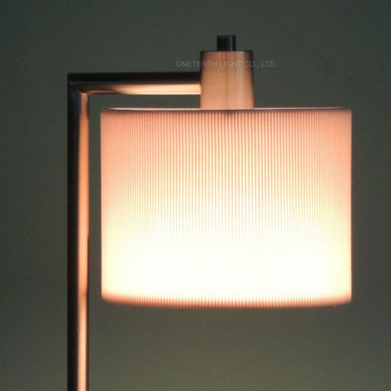 Modern Decorative Nickel Metal and White Linen Fabric Shade Table Lamp
