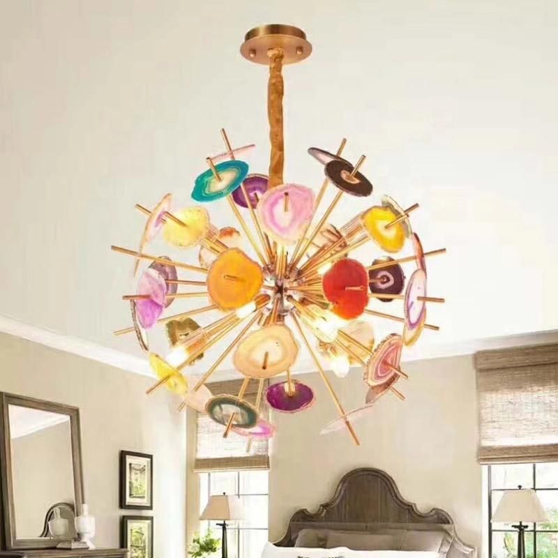 European Agate Meteor Suspension Colored Pendant Light for Home Decor