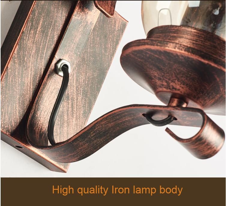 Retro Industrial Light Iron Wall Lamp Creative Restaurant Corridor Bedroom Bedside Glass Wall Light (WH-VR-40)