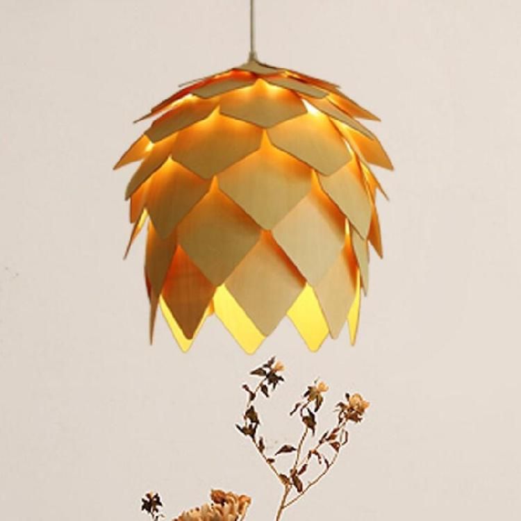 Rattan Hanging Lamp Pine Shape Chandelier for Indoor Kitchen Dining Room Lighting (WH-WP-09)