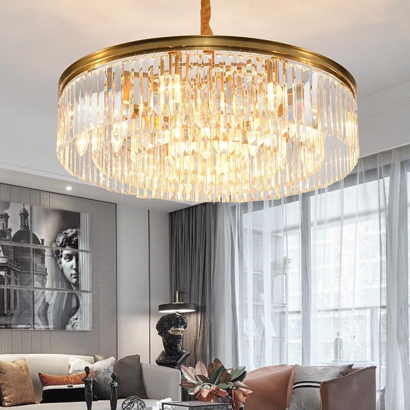 Gold Suspension Round Design Crystal Pendant Lamp for Indoor Home Ceiling Decor (WH-AP-95)