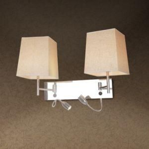 UL/cUL/ETL Hotel Double Wall Lamp with Linen Lamp Shade