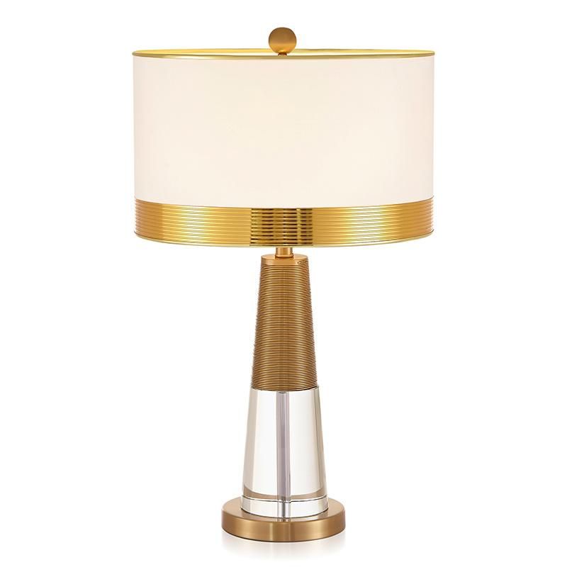 Brass Crystal Glass Reading Desk Table Lamp for Hotel Bedroom
