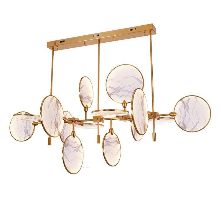 Classic Chandelier with White Fabric Shade Metal Adjustable Pendant Lamp